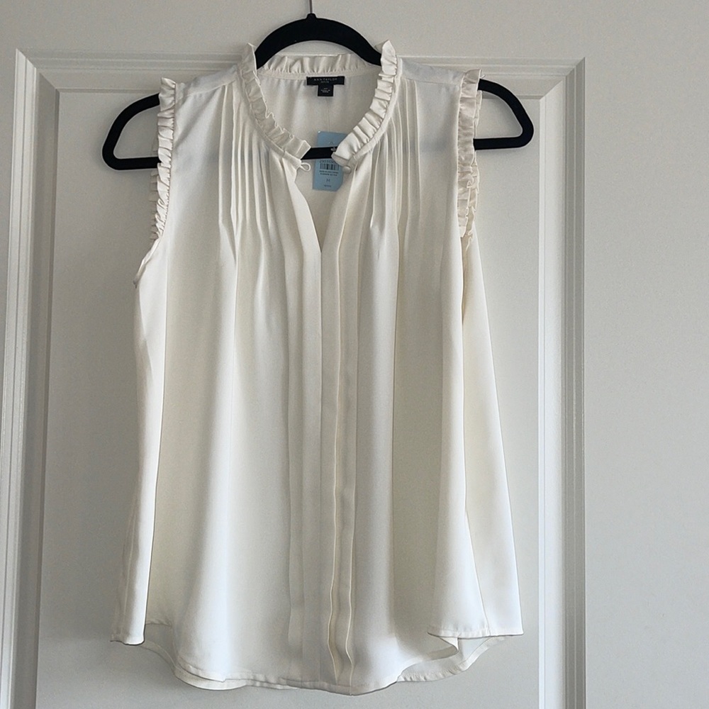 NWT Ann Taylor white ruffle blouse